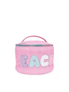 OMG Accessories Pink Straw Beach Round Glam Bag